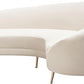 Celine Cream Velvet Curved Sofa - Stainless Steel Leg