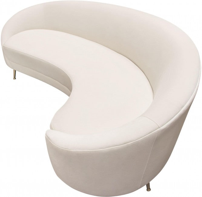 Celine Cream Velvet Curved Sofa - Stainless Steel Leg