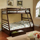 California CM-BK588 Twin Full Bunk Bed - 4 Colors