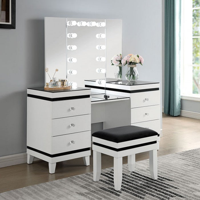 Juego de tocador Madonna en blanco y negro CM-DK824WH