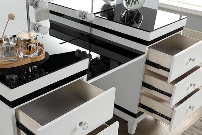Juego de tocador Madonna en blanco y negro CM-DK824WH