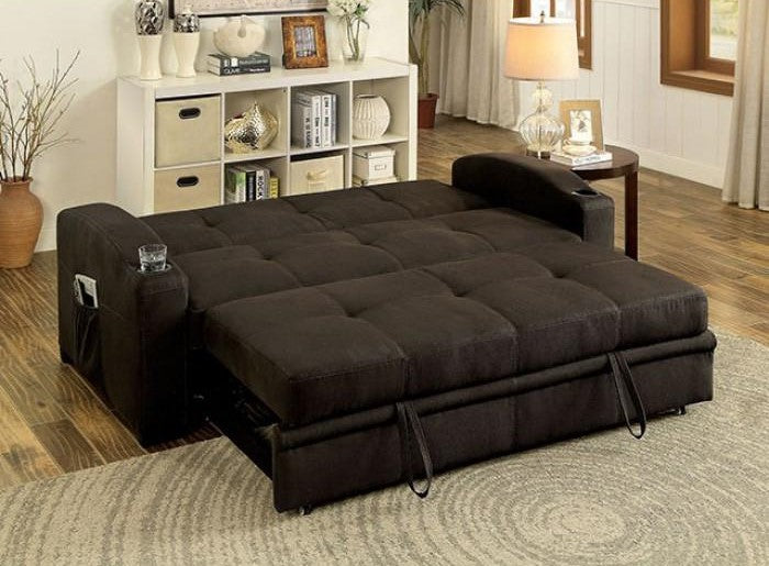 Mavis Futon Sofa Bed - Dark Brown Fabric