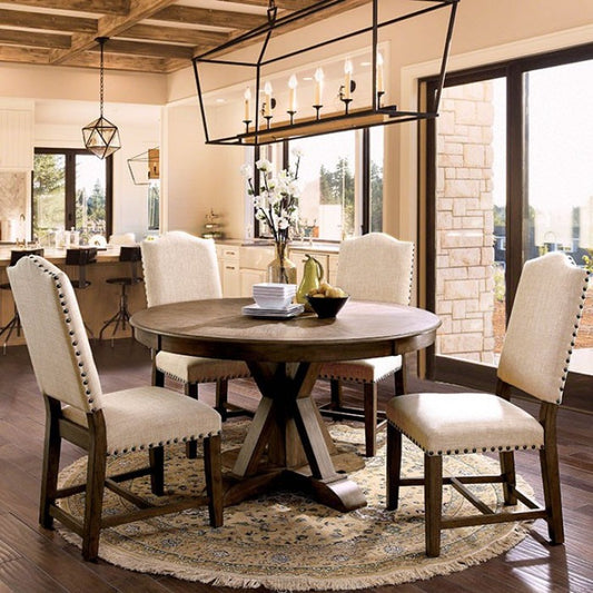 Julia Round Table Dining Set - Rustic Light Oak