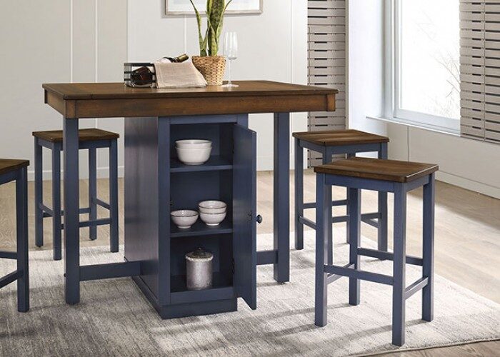 Azurine CM3493PT Dining Collection - Antique Dark Oak/Muted Blue