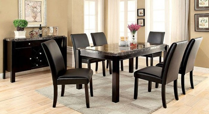 Gladstone 7 Pc Black Marble Top Dining Collection