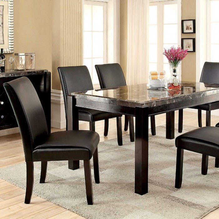 Gladstone 7 Pc Black Marble Top Dining Collection