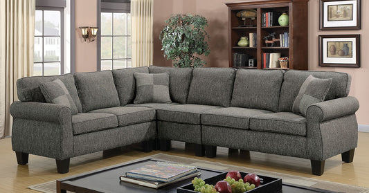 Rhian CM6329GY Seccional tipo lino - Gris oscuro 