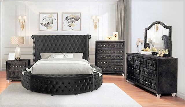 Sansom Glam Round Bed w/Storage - 2 Colors