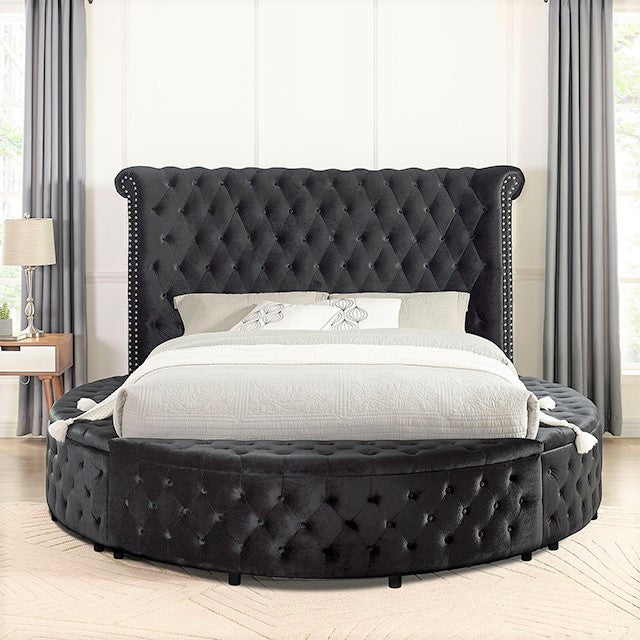 Sansom Glam Round Bed w/Storage - 2 Colors
