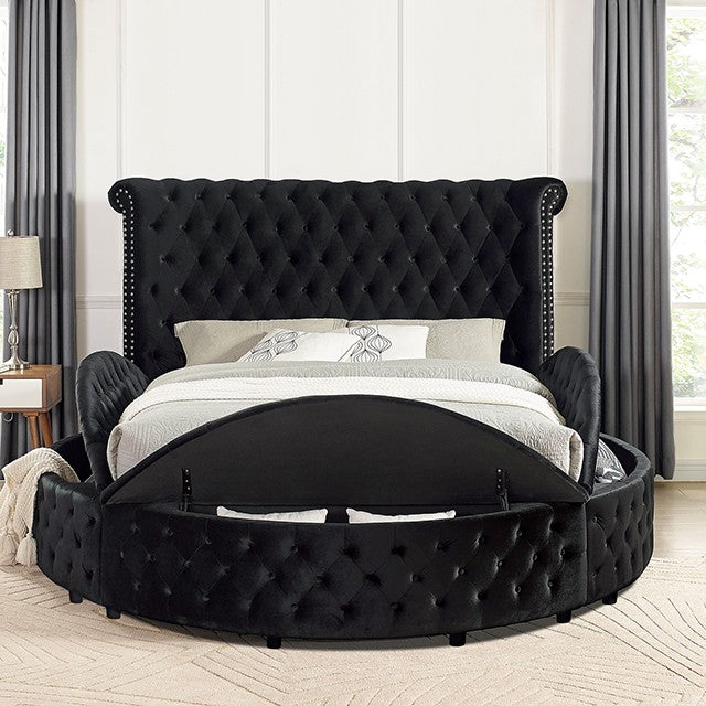 Sansom Glam Round Bed w/Storage - 2 Colors