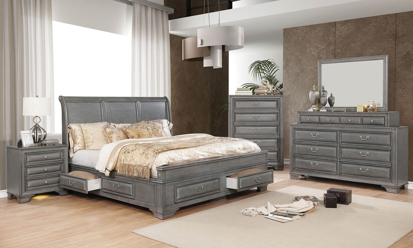 Brandt 4 Pc Gray Bedroom Set - King Bed