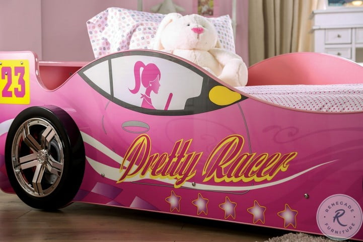 Velostra Twin Bed - Pink Race Car Design