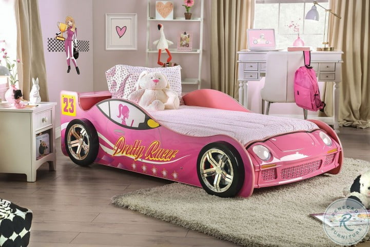 Velostra Twin Bed - Pink Race Car Design