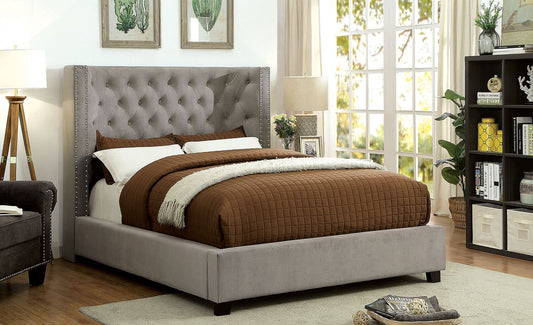 Cayla Upholstered Bed - Grey or Dark Gray