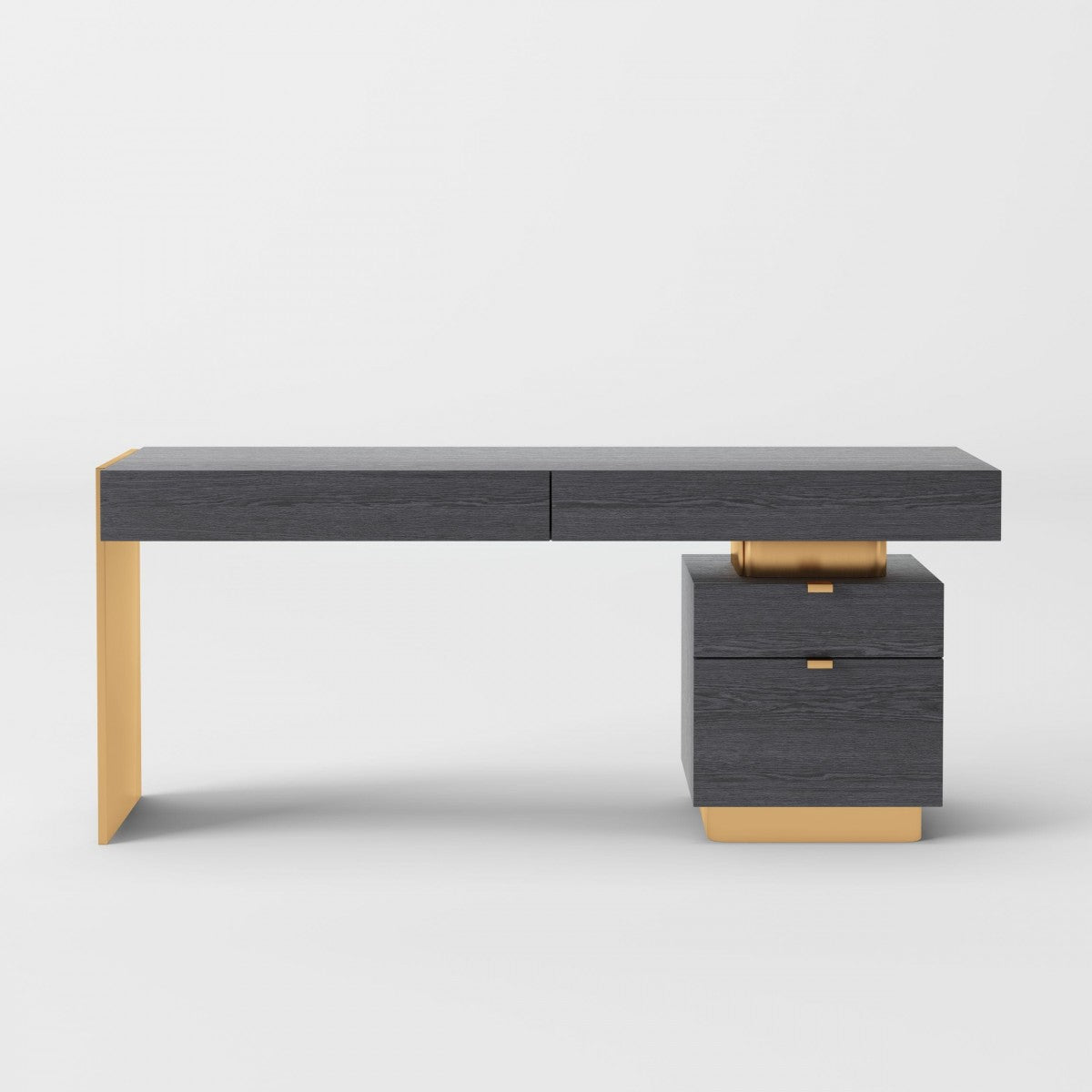 Modrest Trahan - Modern Grey Elm & Gold Office Desk