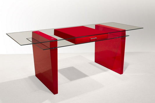 Crystal Modern Red Lacquer Desk - Sharelle Furnishings