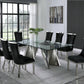 Morgan 9 Pc Glam Dining Collection - Stainless Steel/Glass