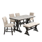 Juego de comedor Chino de 6 piezas - Sillas de lino beige