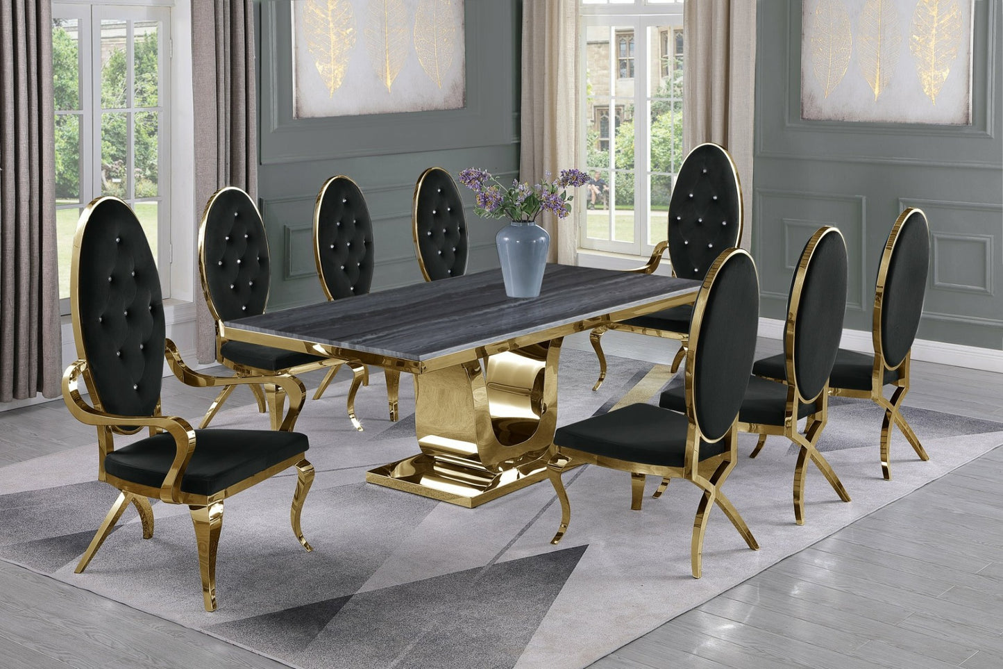 Colección de comedor Bonita de 9 piezas: 5 colores vibrantes de sillas
