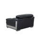 Global United 415 Italian Leather Sofa Collection - Black or Gray