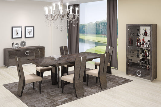 Colección de comedor Global United D59 Belize de 7 piezas, acabado gris