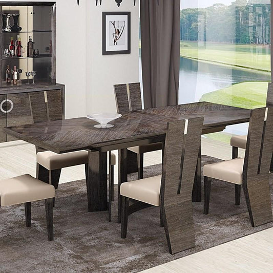 Colección de comedor Global United D59 Belize de 7 piezas, acabado gris
