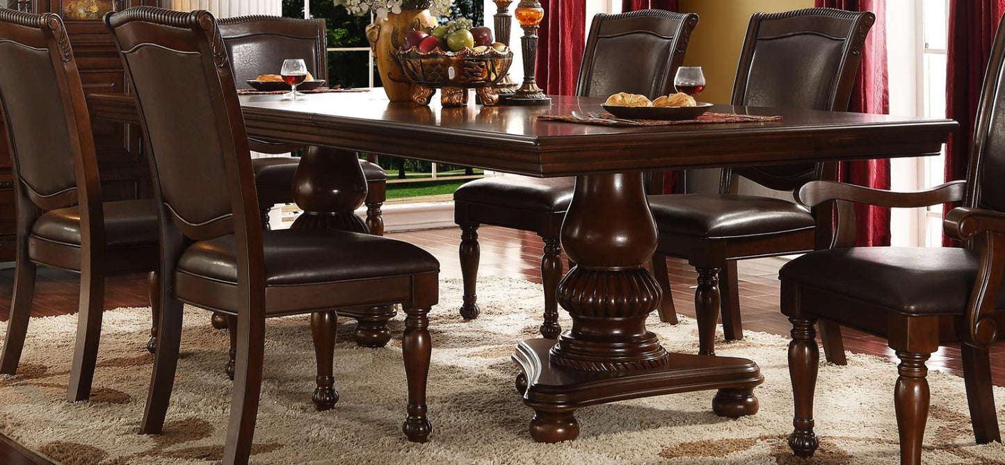 McFerran D7900 Mesa de comedor con pedestal doble estilo tradicional