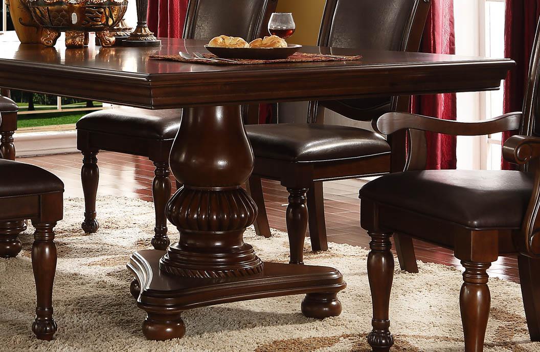 McFerran D7900 Mesa de comedor con pedestal doble estilo tradicional