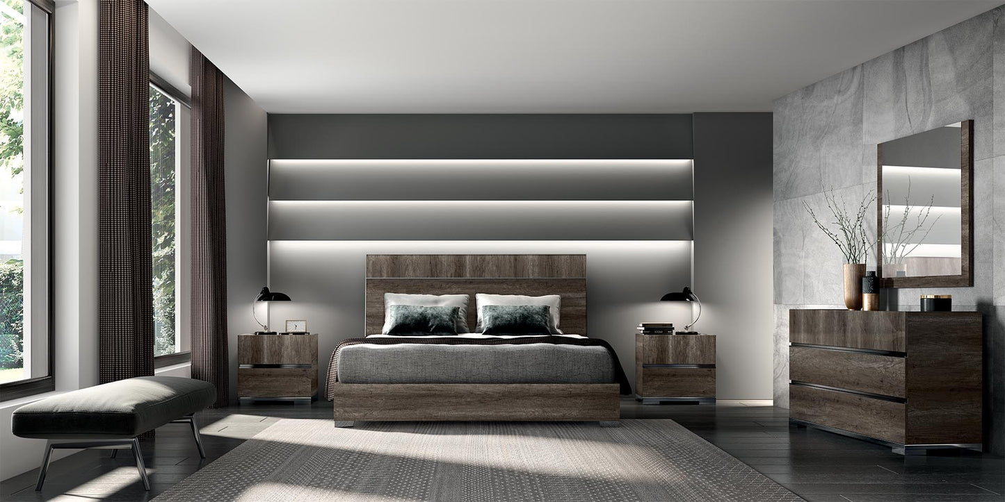 Dea High Gloss Oak Bedroom Collection - Made in Italy