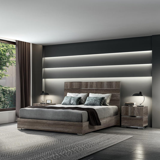 Dea High Gloss Oak Bedroom Collection - Made in Italy