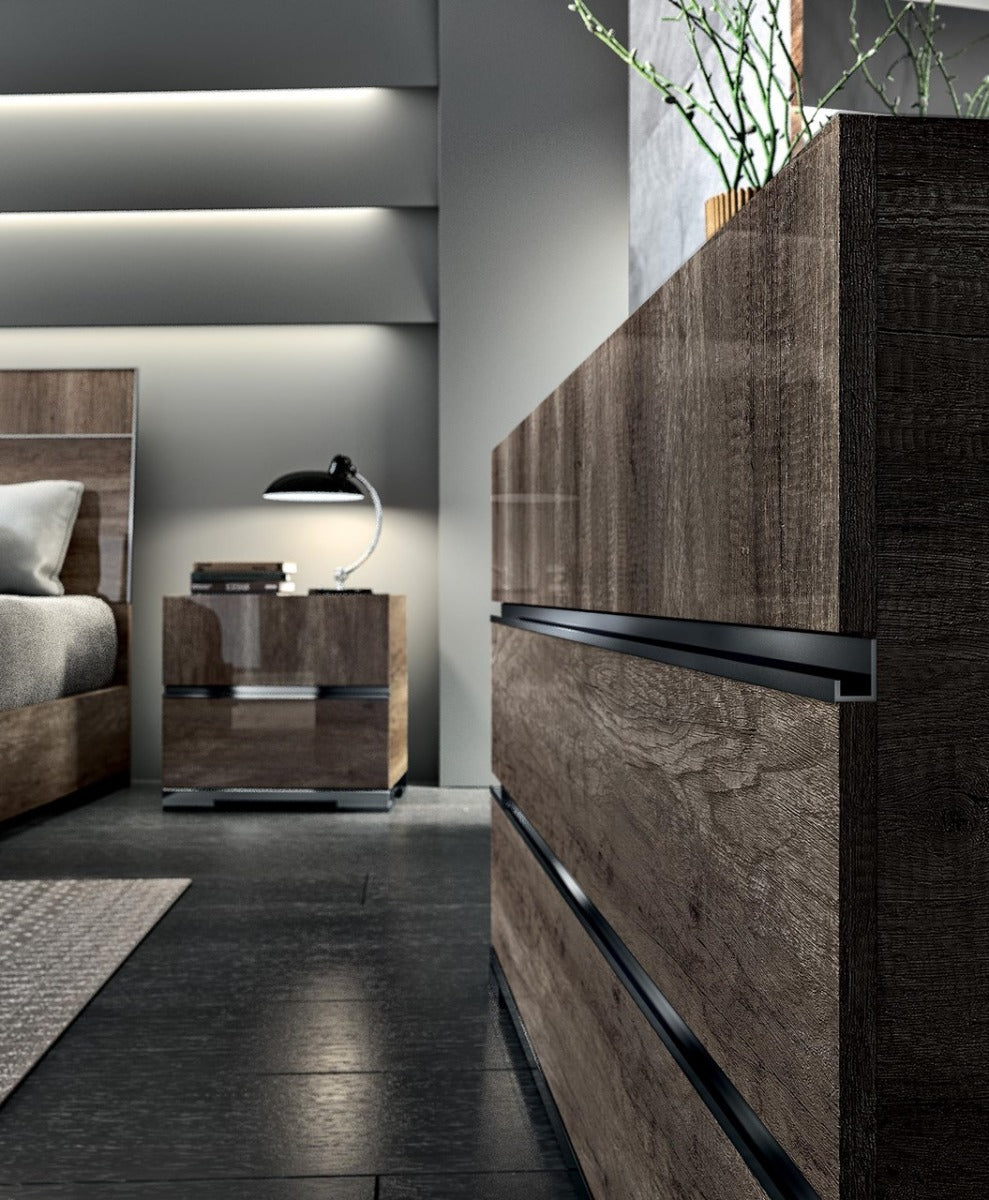 Dea High Gloss Oak Bedroom Collection - Made in Italy