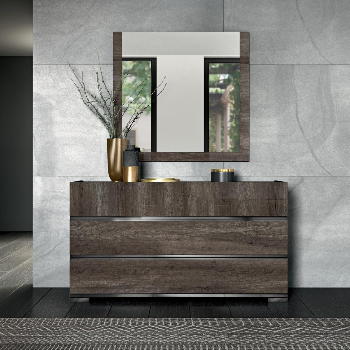 Dea High Gloss Oak Bedroom Collection - Made in Italy