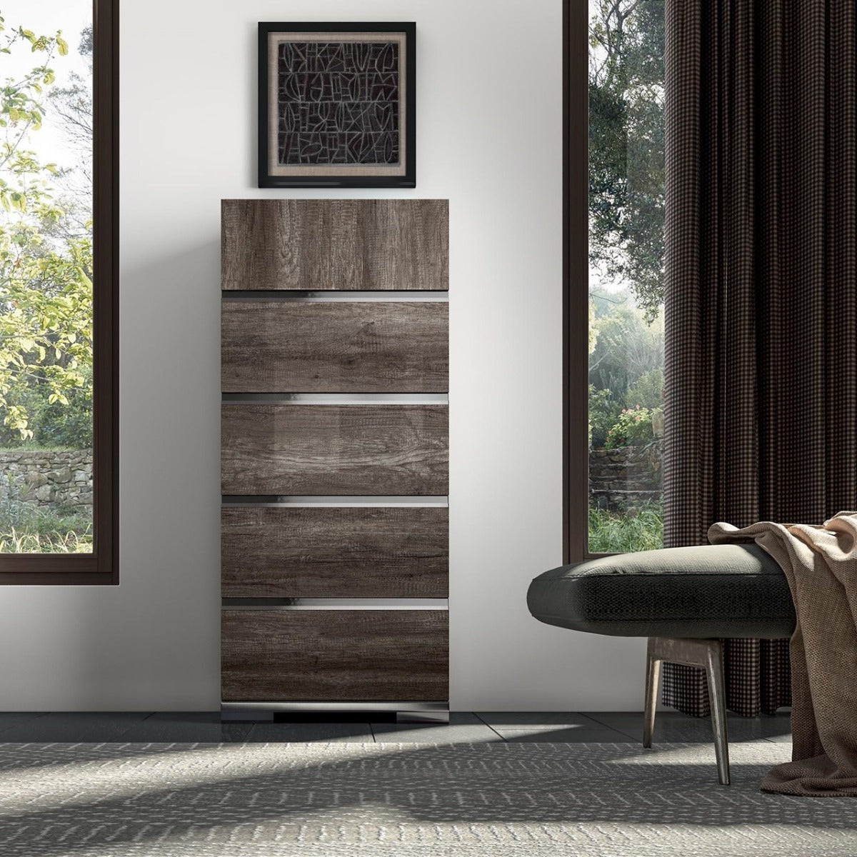 Dea High Gloss Oak Bedroom Collection - Made in Italy