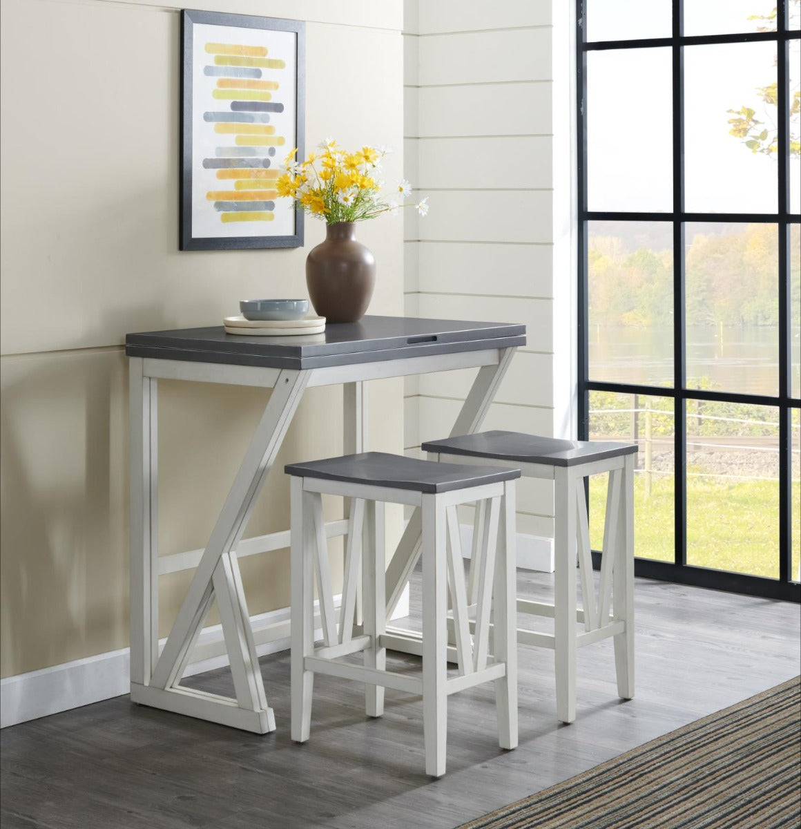 Martin Svennson Del Mar Gable Convertible Table w/4 Stools