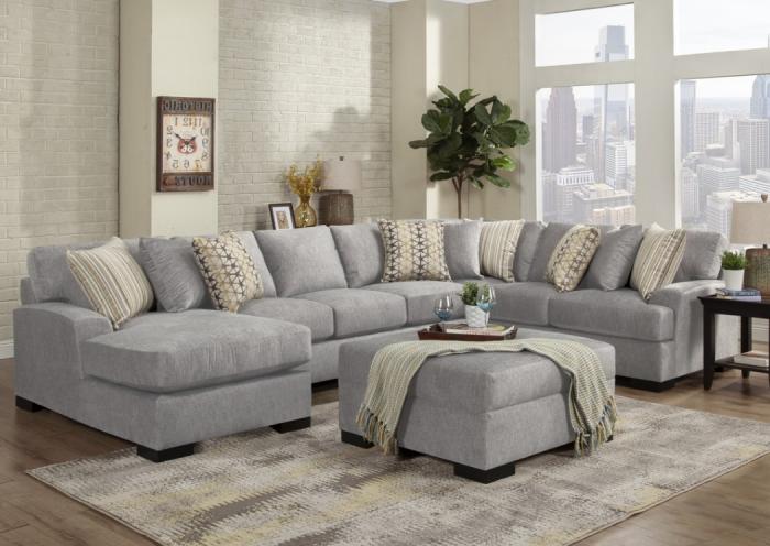 Derby 3 Pc Sectional - Silver or Gull Fabric