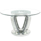 Noralie DN00717 Round Glass Table Dining Set - Mirrored Diamonds