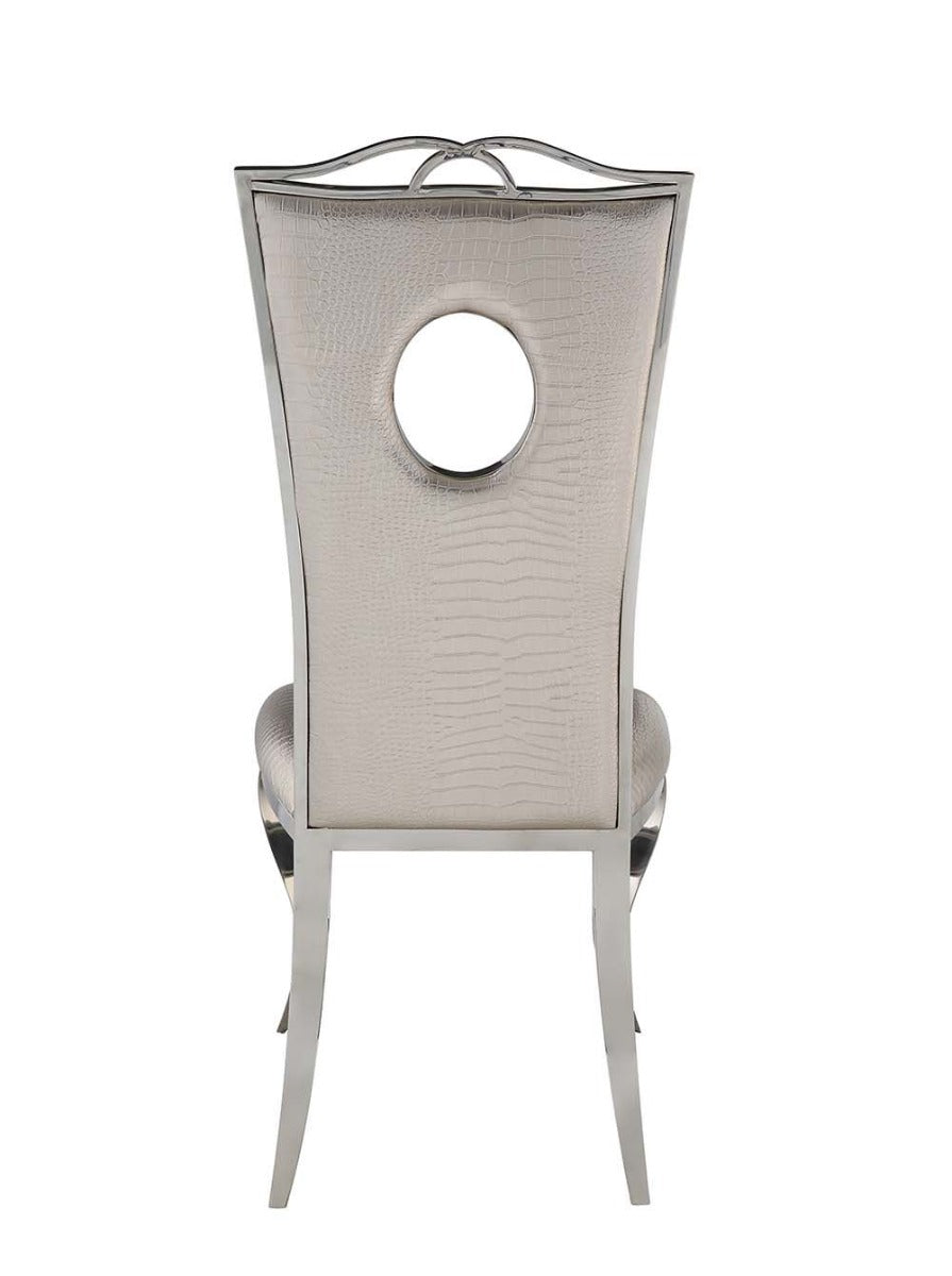 Noralie DN00717 Round Glass Table Dining Set - Mirrored Diamonds