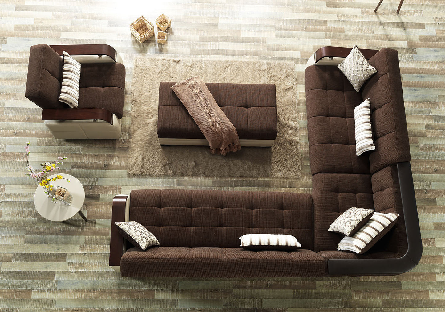 Dogal Contemporary Convertible Sectional - Made in Italy