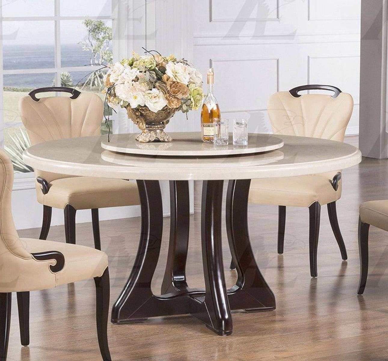 American Eagle DT-H222 Round Beige Marble Dining Table