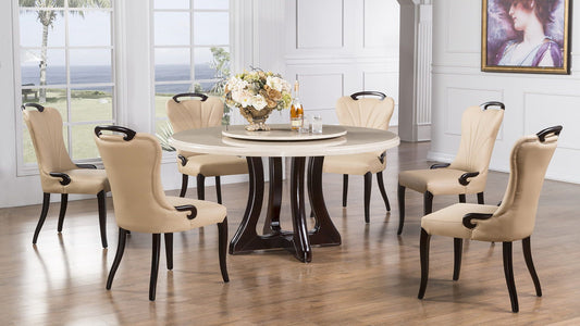American Eagle DT-H222 Round Beige Marble Dining Table
