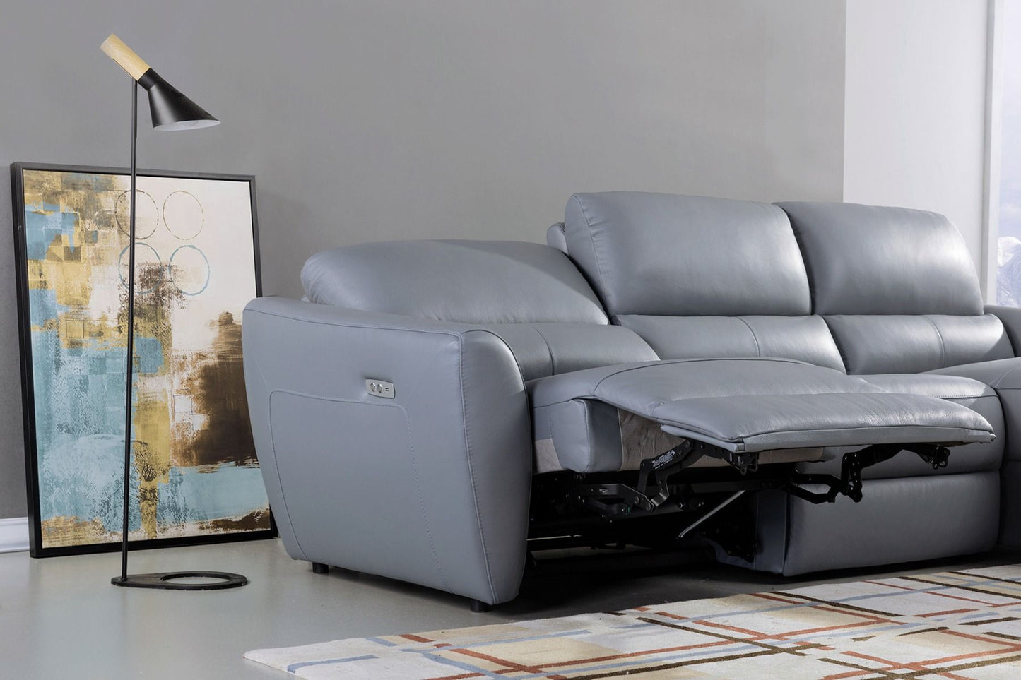 Chaise Renzi EK-L8001L-BGY-RC Azul-Gris a la derecha