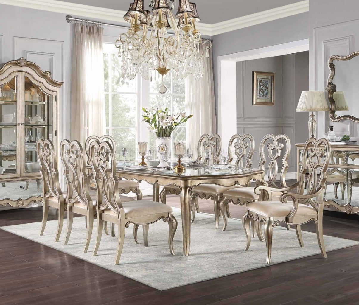 Esteban Antique Champagne Finish Dining Collection