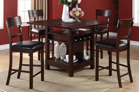 F2347 Juego de comedor de 5 piezas Rosy Brown - Lazy Susan incorporado