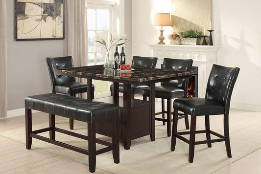 Colección de comedor Soho de 6 piezas: sillas negras o plateadas