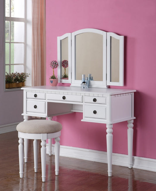 Vanity Set + Stool - White