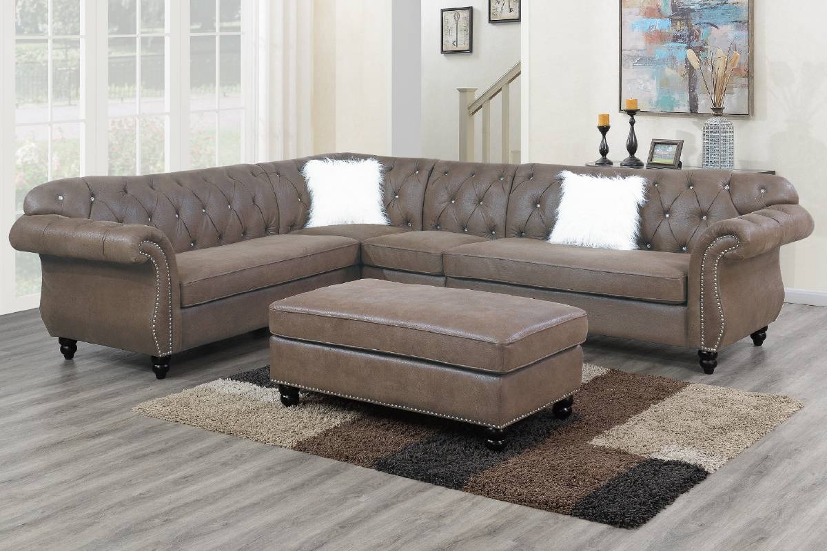 Alamo F6437 Sectional - Dark Coffee or Slate Grey