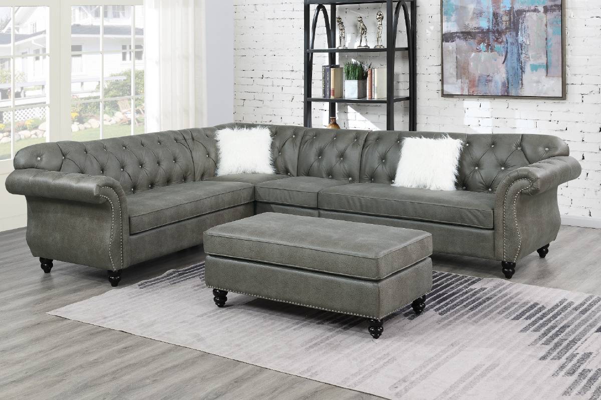 Alamo F6437 Sectional - Dark Coffee or Slate Grey