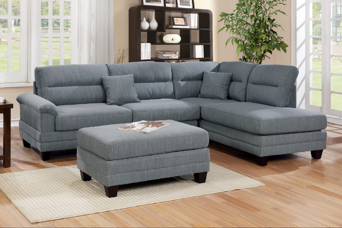 F6585 Poundex Clinton Reversible Sectional - Grey