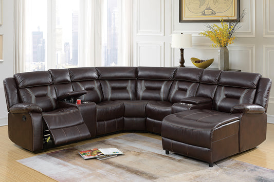 Poundex F6703 Manhattan Motion Sectional - Brown or Gray