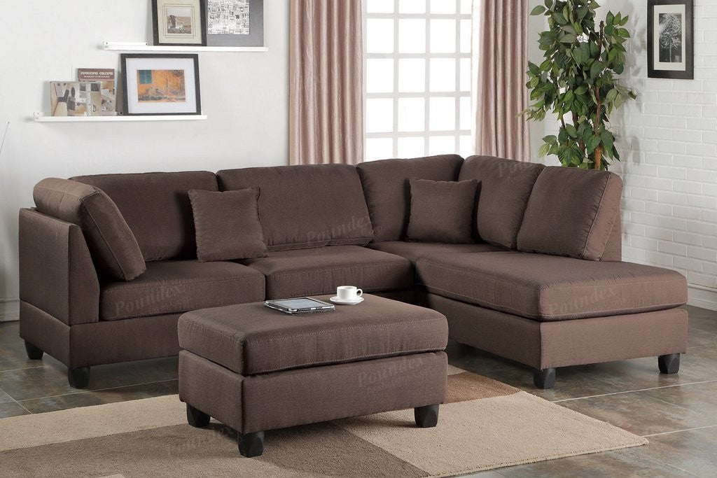 F7608 Chocolate 3 Pc Sectional by Poundex